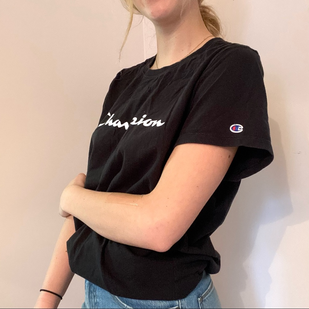 Black Champion Tee Size Large